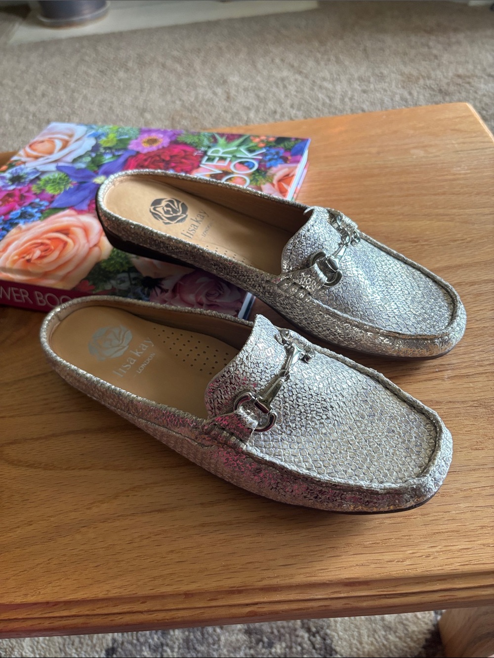 Liz Claiborne Gold Metallic Slip-On Mule Loafers